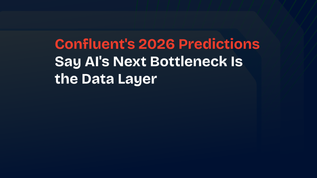 Confluent 2026 Predictions Report showing AI agents connected to enterprise data streaming and governance infrastructure.