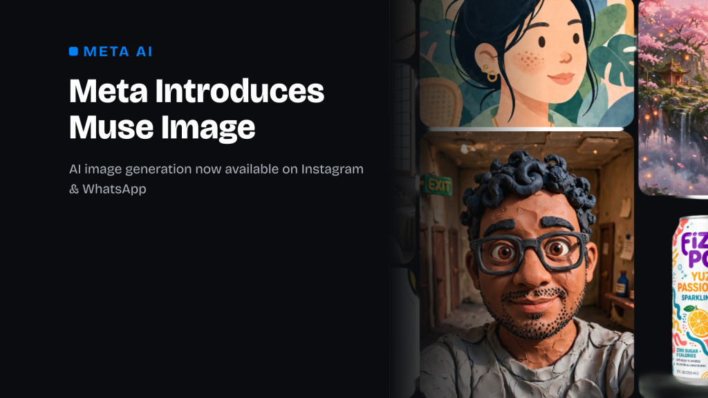 Meta Muse Image AI generation interface across Meta AI, Instagram and WhatsApp creative surfaces.