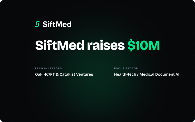 SiftMed AI platform reviewing medical claim records with source-linked evidence and audit trails.